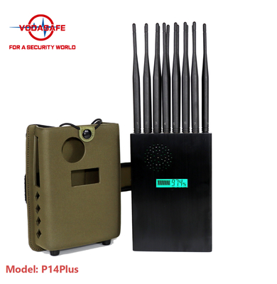 Fourteen Frequency Bands Wireless Signal Blocker 20 - 25 Meters High Power Handheld